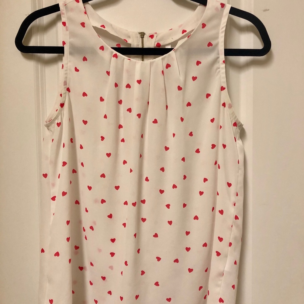 DNA Couture blouse tank top with pink hearts